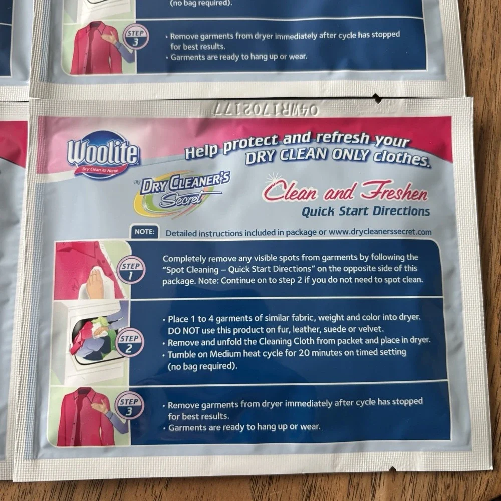 Woolite Dry Clean At Home By Dry Cleaner's Secret 5-Pack Cloths Open Box
